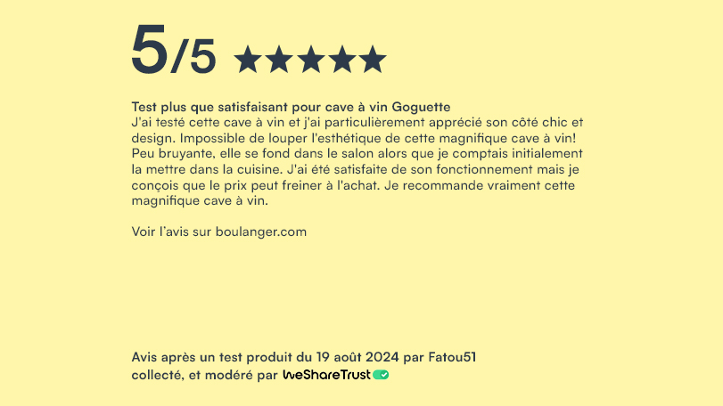 Avis achat cave à vin ergonomique, sûre et déco après un test produit Goguette par un testeur Wesharetrust