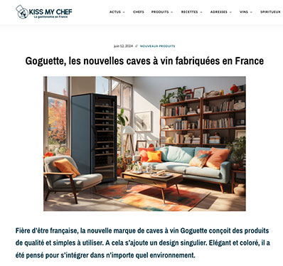 Article dans Kiss my chef sur les caves à vin Goguette