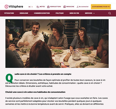 Article dans Vitisphere sur les caves a vin Goguette